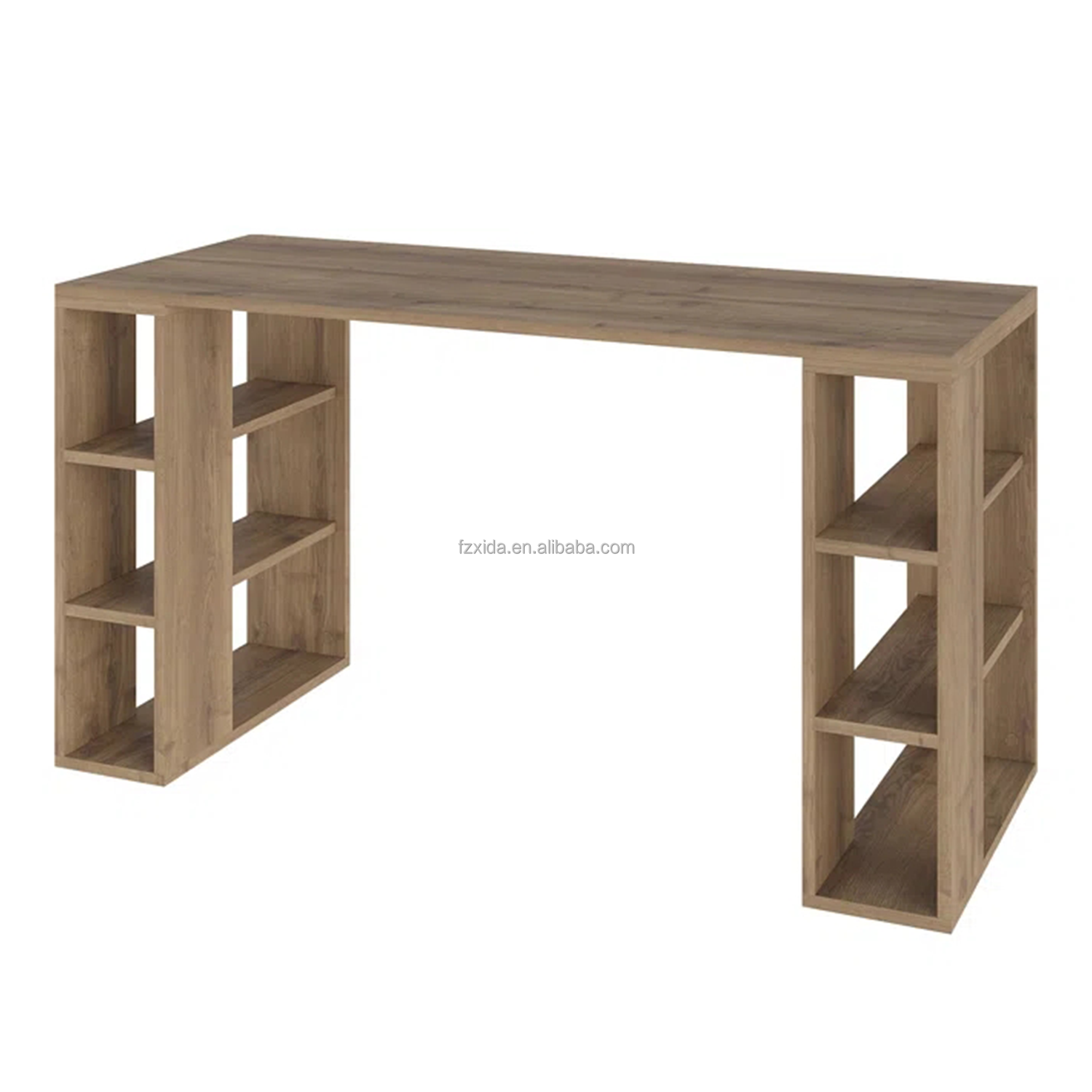 Nordic Wood Computer Table 6 Storage Shelves Space-Saving Multi-Functional Convertible Design 140x60x75cm Living Room Office Use