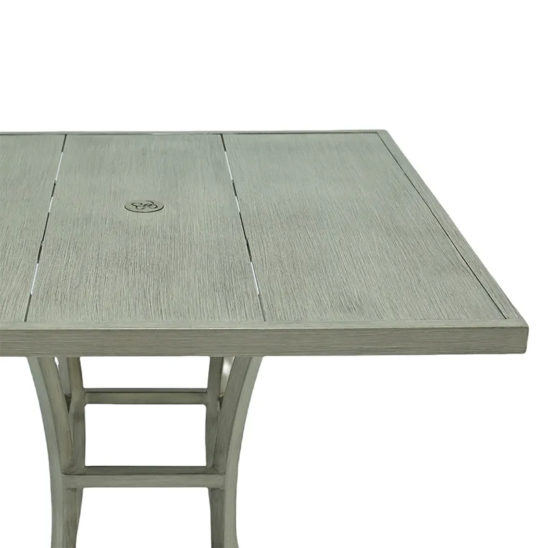 Modern Furniture Outdoor Backyard/Patio Garden Slate Grey 2-Piece Square Metal/Aluminum Dining Table Set with 2 Arm Chairs
