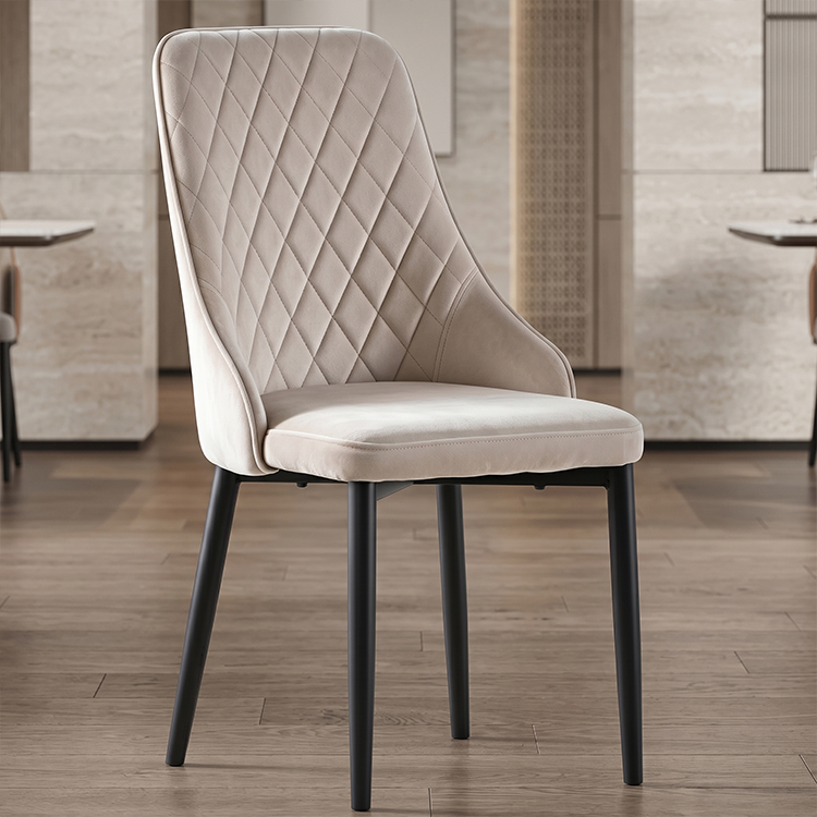 Modern Stainless Steel Upholstery Dining Chairs Nordic European Style Beige Cream Dining Chair
