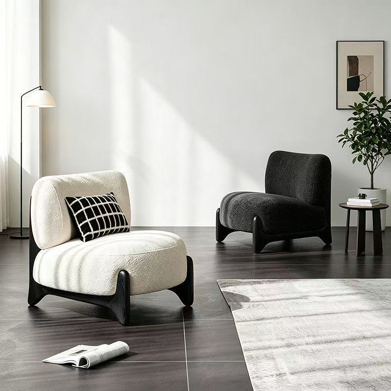 Casual Sofa New Minimalist Retro Single Armchair Eco-Friendly High Quality Living Room Lambswool Chaise Lounge High-Resilience