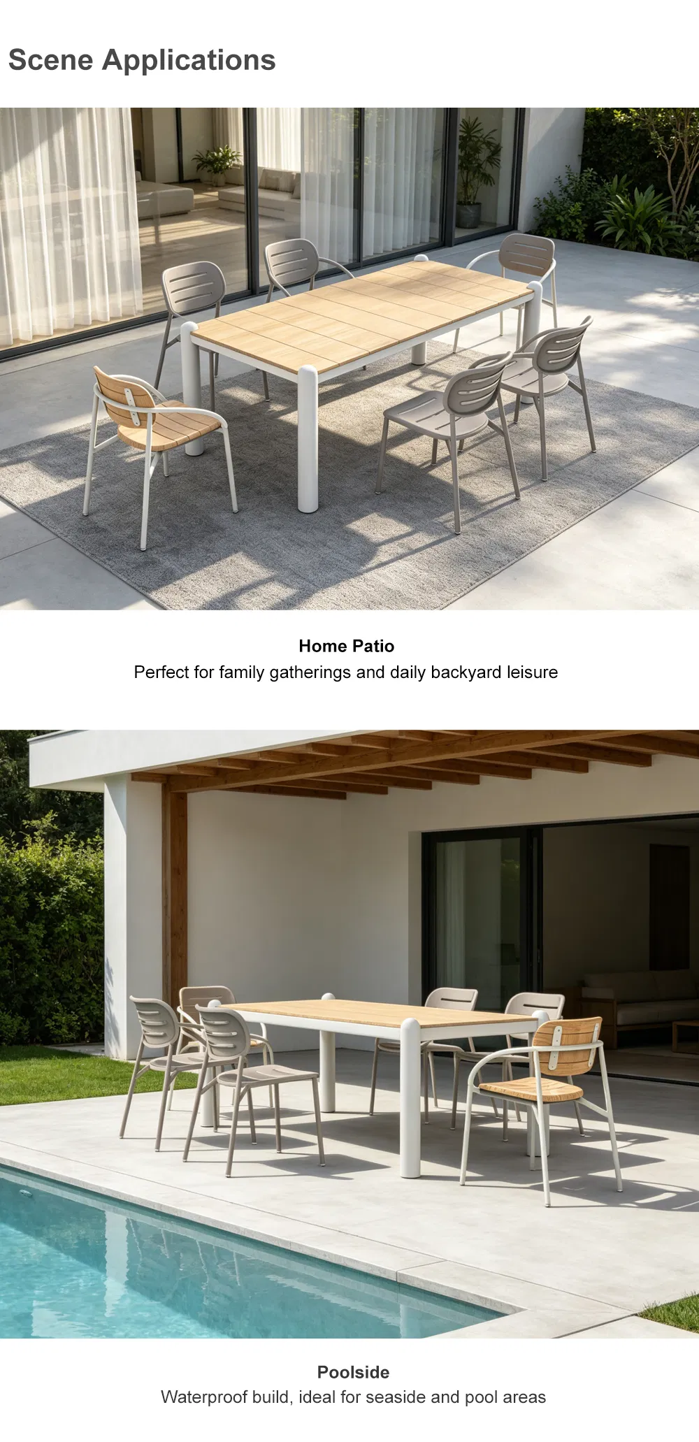 Aluminum Alloy Outdoor Dining Table and Chair Set for Balcony Courtyard Park