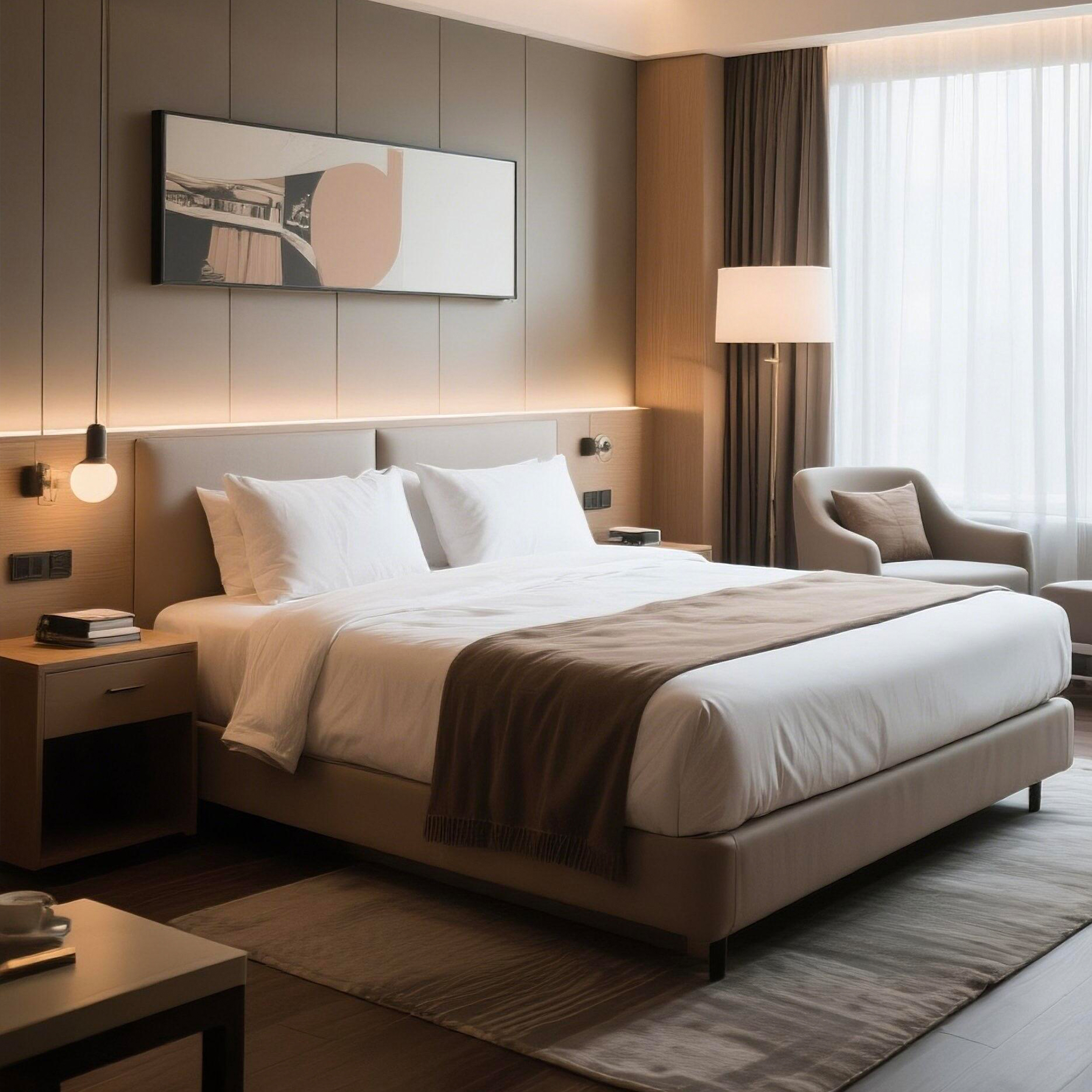 Modern Five-Star Hotel Bedroom Set Furniture Solid Wood Panel Customized By Factory Direct For Living Room And Bedroom