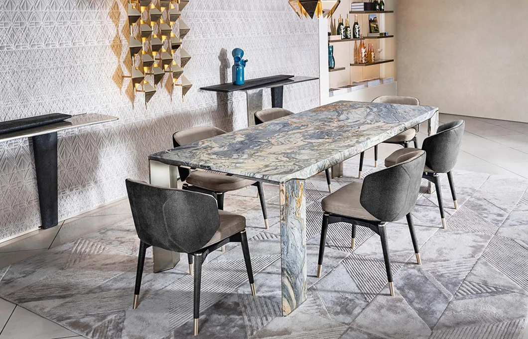 Luxury Modern Rectangular Marble Dining Table Set for Stylish Home Dining Room