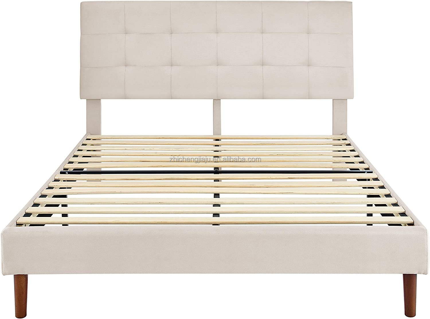 Hot Selling Thick Headboard Button Tufted Sleigh Fabric Bed Frame
