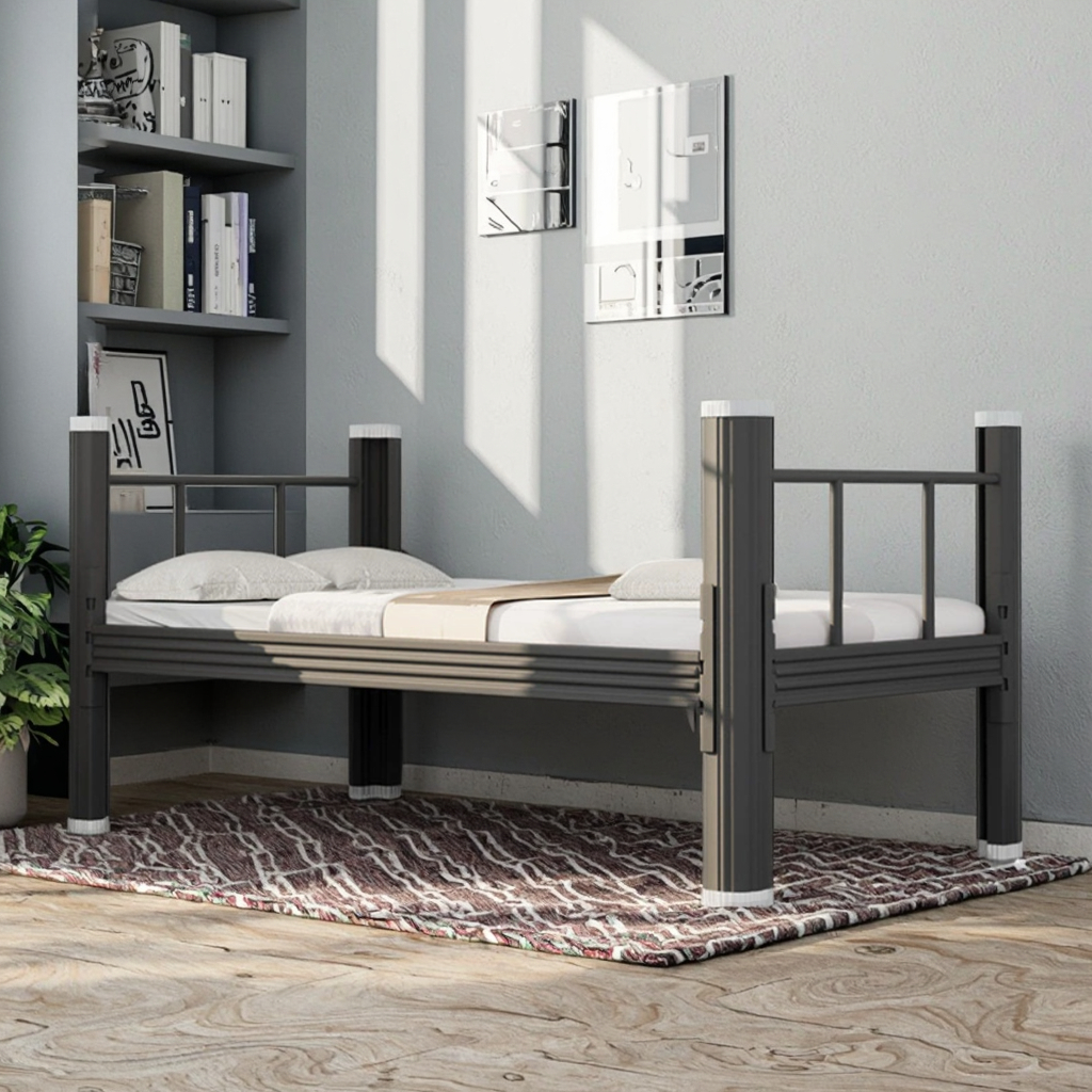 Factory Wholesale Modern Foldable Steel Frame Bed Soft Upholstery Full/Queen/King Sizes for Bedroom Hotel Living Room Apartment