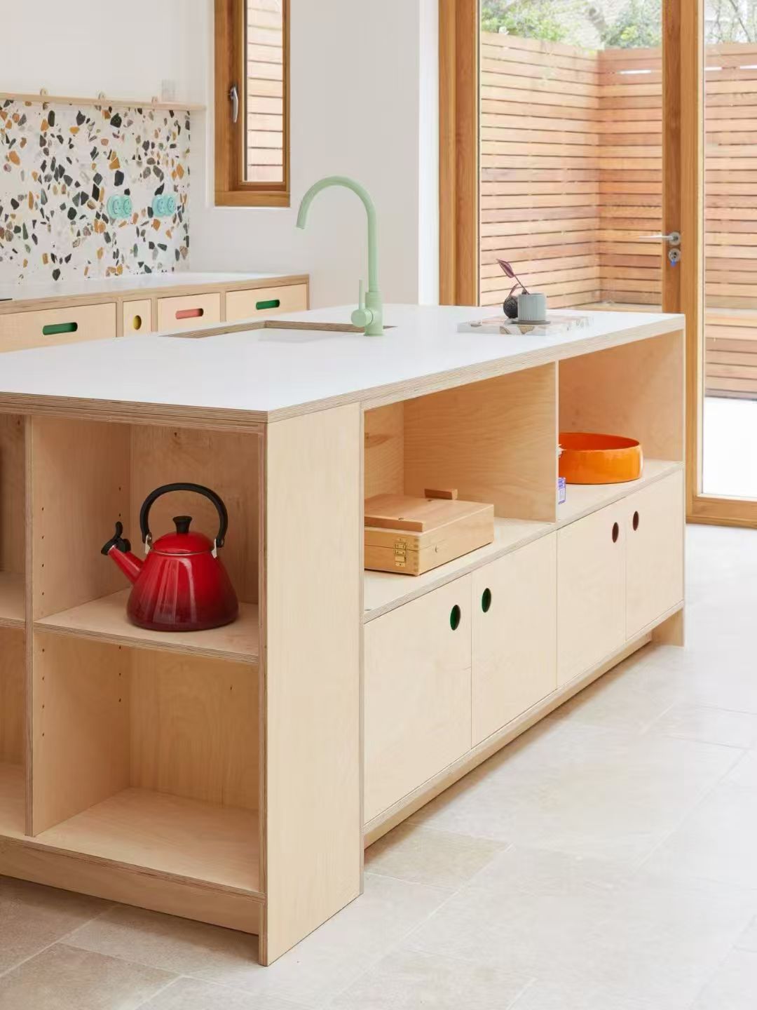Marine Plywood Custom Kitchen Cabinets Waterproof Moistureproof Modern Minimalist Ample Storage Custom Size Color