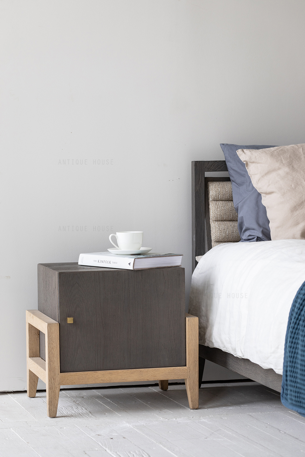Vintage Reclaimed Oak Nightstand Description Image 2