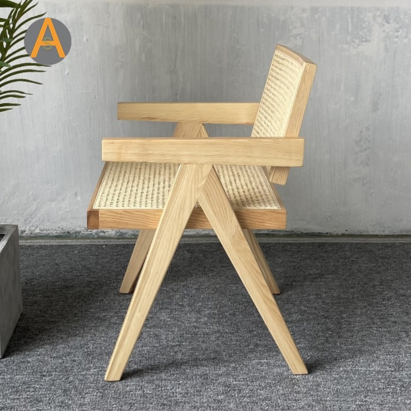 Modern MID Century Rattan Accent Chair Seating Intdoor Furniture with Armrest for Living Room Dining Kitchen