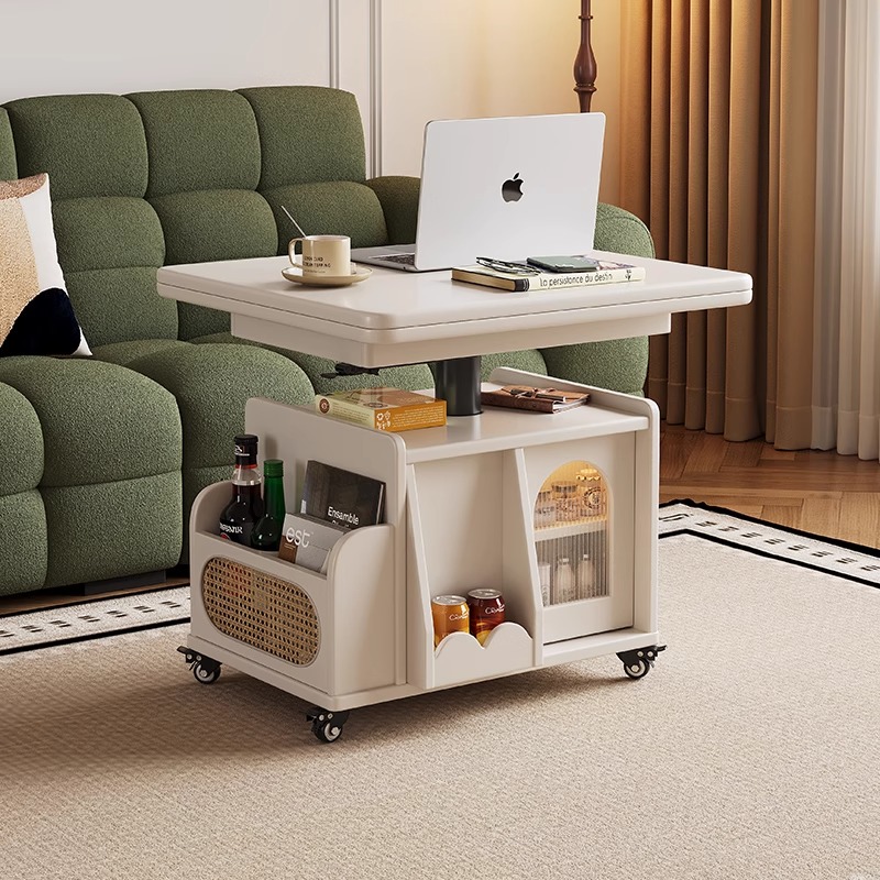 2026 Modern Style Creative Log Wind Mobile Coffee Table Wheeled Multi-Functional Storage for Living Room Bedroom Office