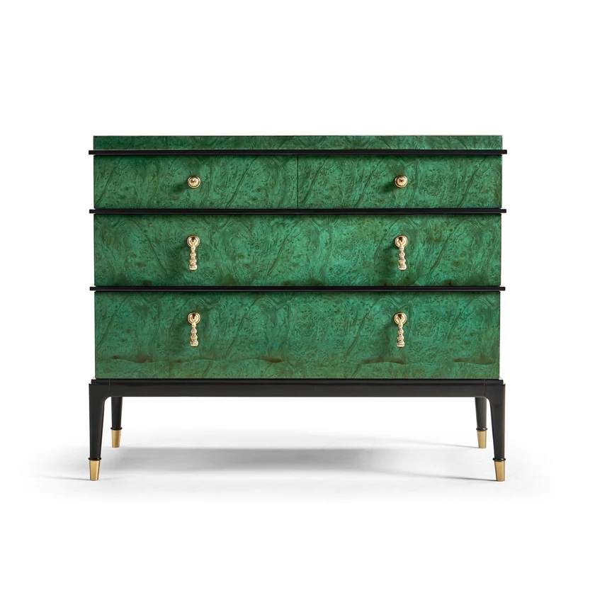 Wholesale Green 4-Drawer Chest of Drawers Tall Slim Modern Bedroom Storage Cabinet Drawer Dresser Wood Bachelors Chest
