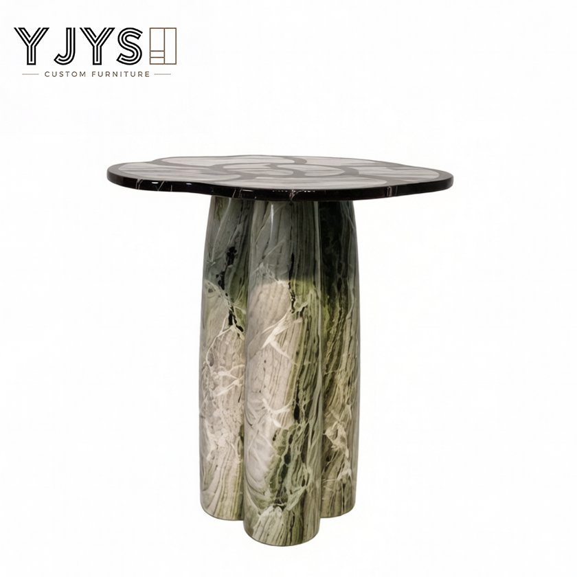 Irregular Petal Marble Inlay Accent Table, Living Room Furniture