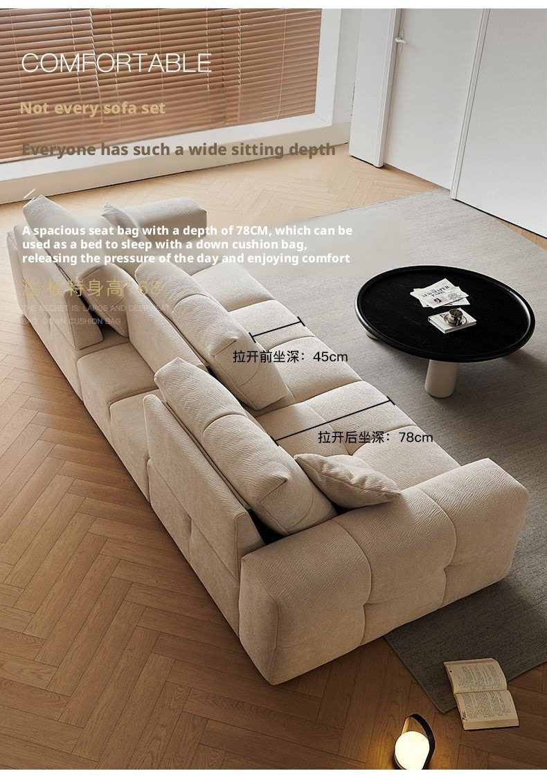 Fabric Sofa Movable Backrest pixel Sofa Mobile Backrest Living Room Modern Minimalist Sitting Deep Chenille