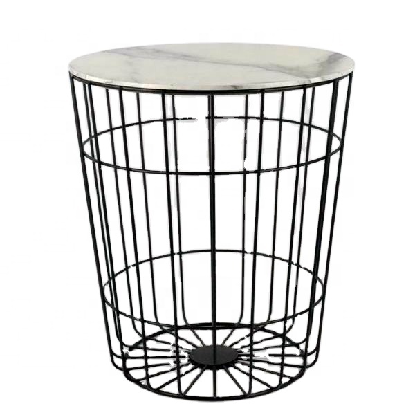 Hot Selling Promotional Elegant Design Metal MDF Round Side Tables Coffee Table for Living Room Furniture Storage Basket