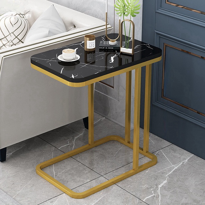 Modern Metal Freestanding Cubby Shelf Side Table for Living Room Versatile Coffee Table and Sofa Side Table with Storage Shelf