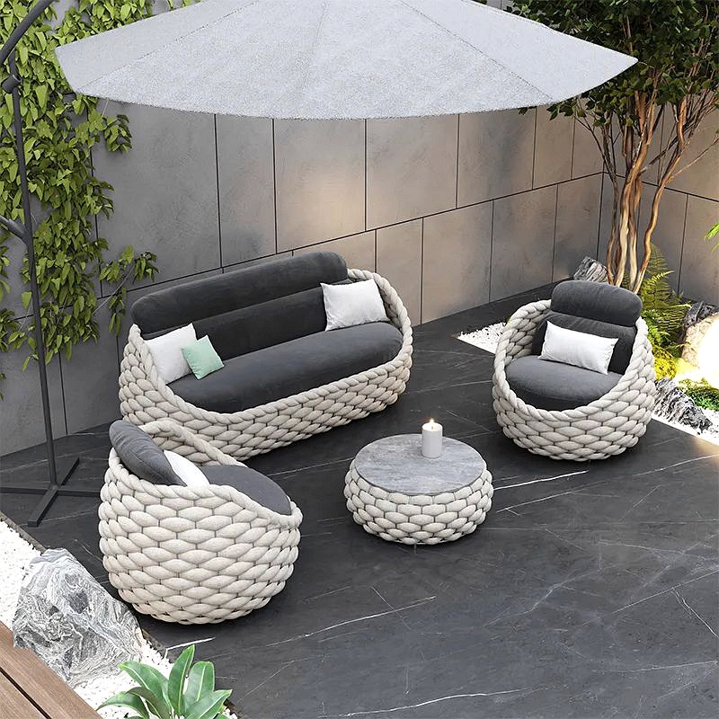 New Arrival Luxury Modern All Weather Outdoor Furniture Patio Garden Sofa Set Rope Outdoor Sofa Set Sectional