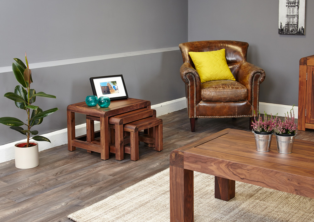 Wholesaler Direct Factory Supply Solid Walnut Wooden Coffee Tables, 3 Nest of Tables for Living Room Bedroom Hallway and Outdoor Furniture