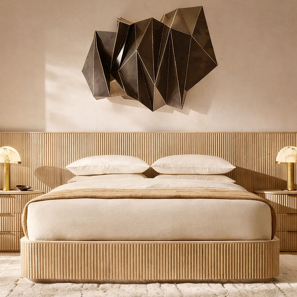 Modern Home Solid Wood Bed Luxury Villa Bedroom Furniture Interior Furniture Set Comfortable Apartment Double Bed