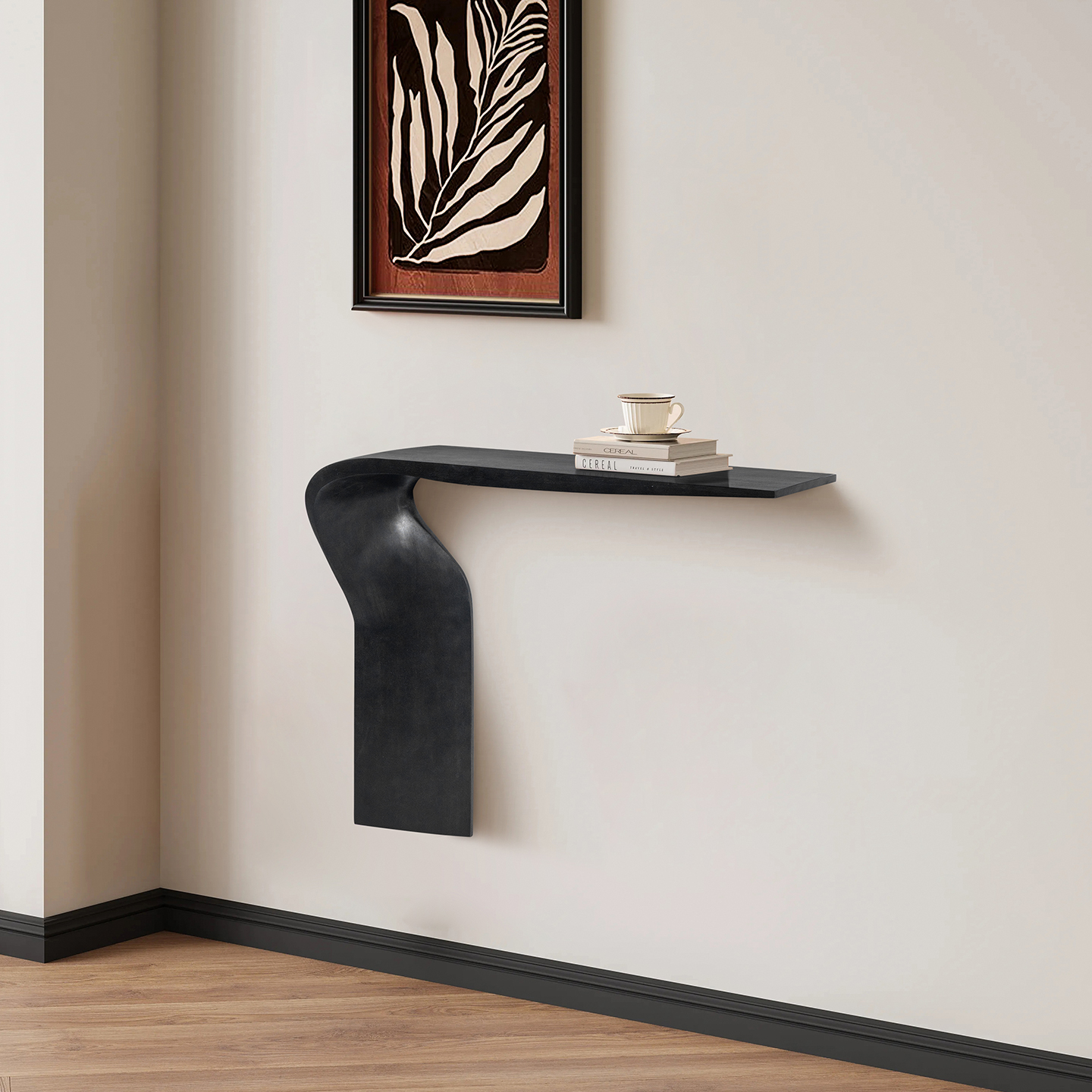 Designer Minimalist Modern Ash Wood Console Table Ultra-narrow Wall-mounted Design High-end Feel Entryway Storage Shelf 3-Year