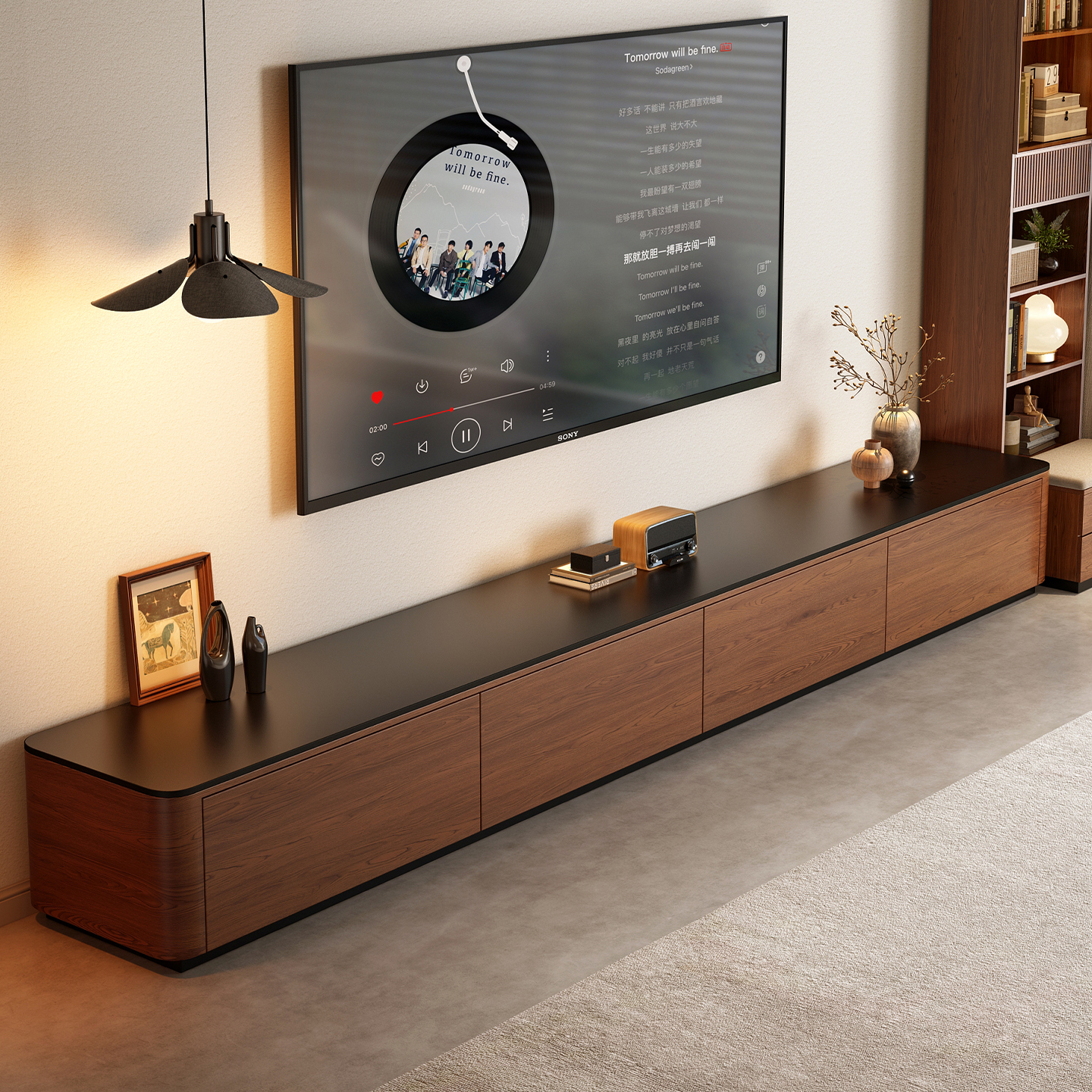 Modern Floor-Standing TV Stand With Storage Eco-Friendly &amp; Durable Design For Hotel Apartment Use Fits 60-64in TVs Easy Assembly