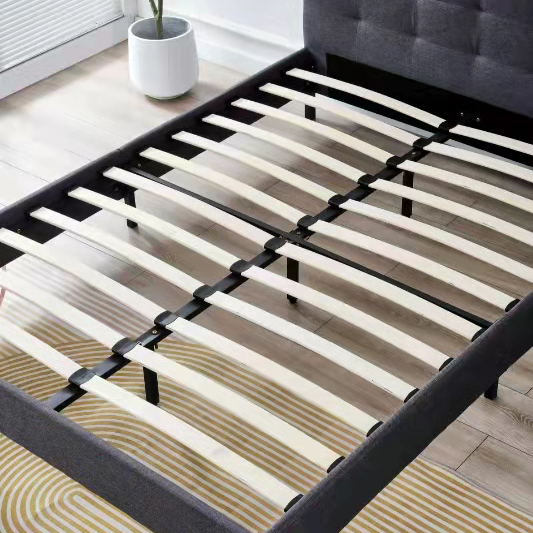 Italian Design Fabric Bed Frame Bedroom Soft King Queen Size Beds Customize Bed Frames with Headboard