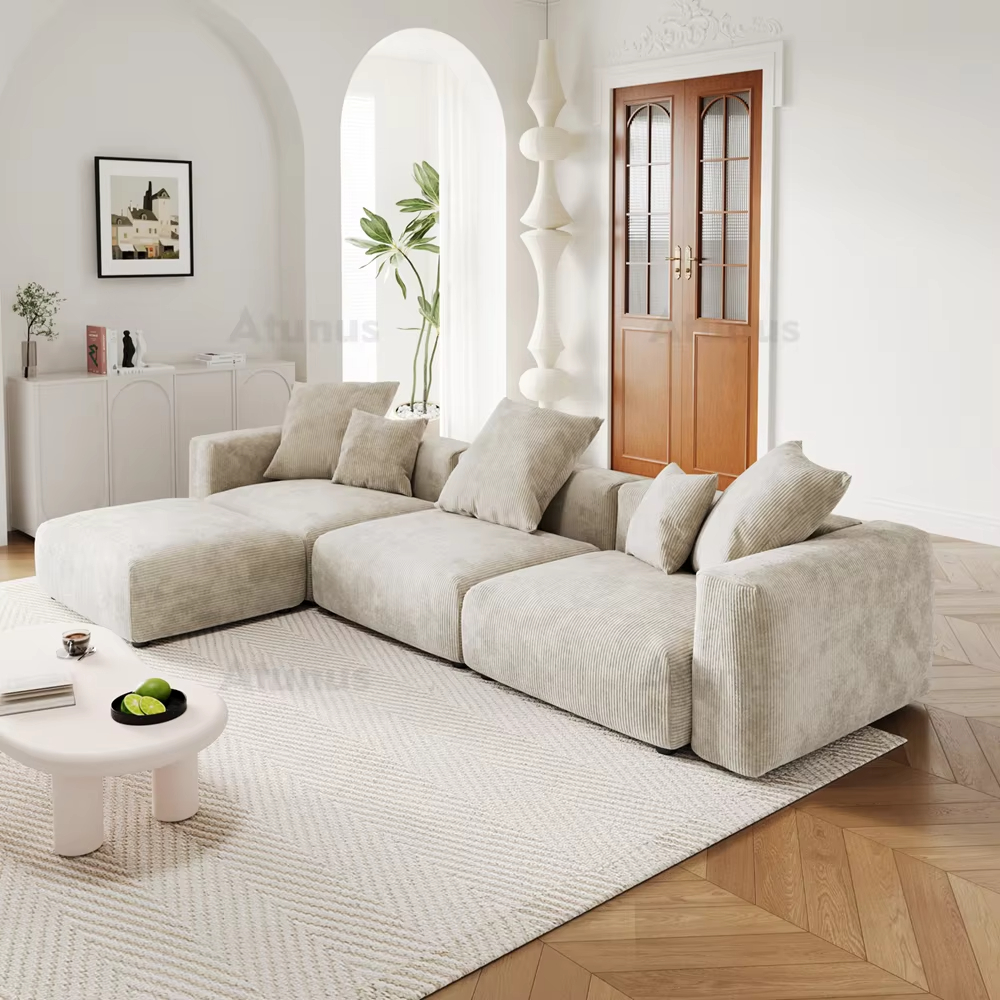 Extra Modular Sectional Sofas CORD VELOUR Large Sofa Couch Living Room Furniture Velvet Fabric Sofa Set