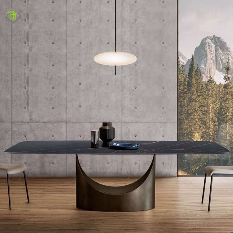 Best Selling Promotional Price Dining Table Set 6 Chairs Sinered Stone Full Dining Table Set 6 Seater China Furniture Concrete