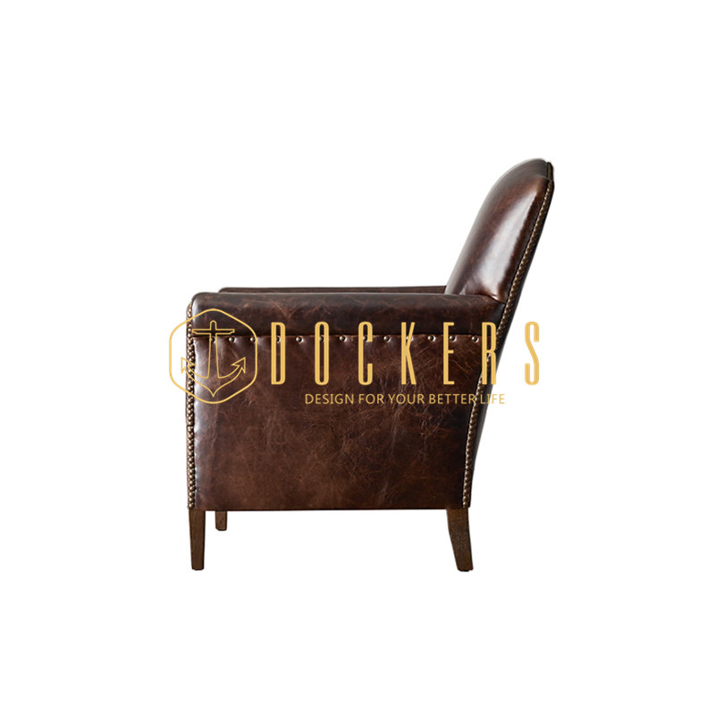 Chinese Wooden Home Living Room Hotel Vintage Accent Chair Leather Furniture Sofa