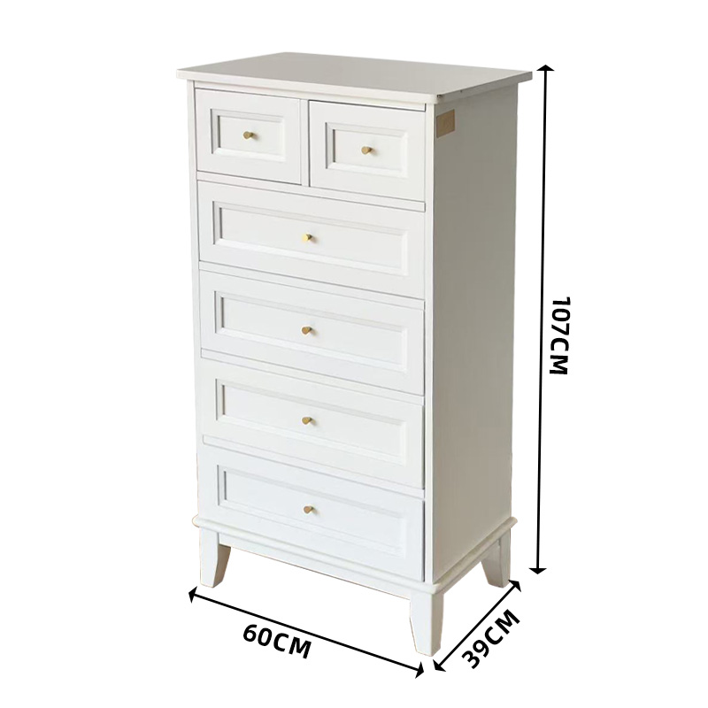 Modern White Solid Wood 6 Drawer Chest Clothing Storage Kids Cabinet for Bedroom Living Room Dresser