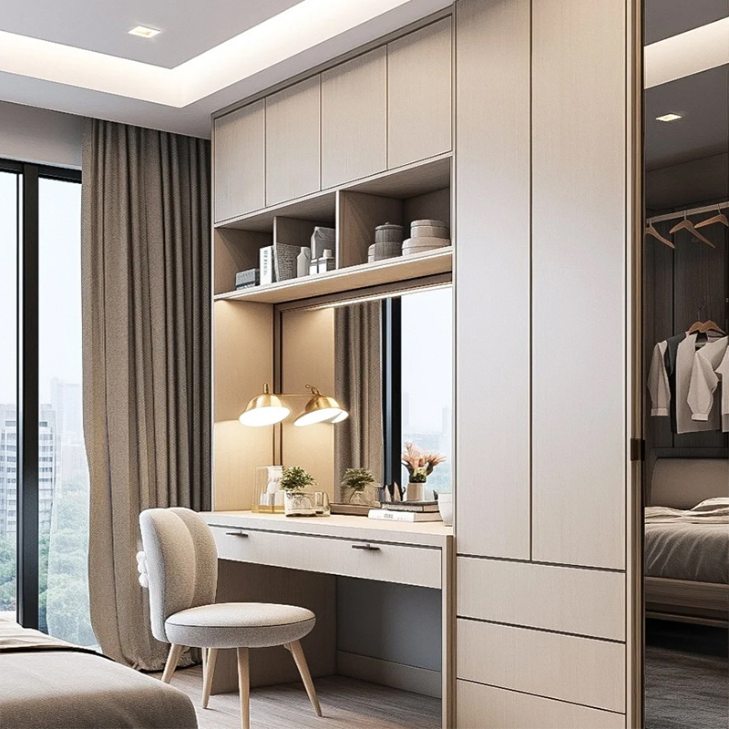 Modern White Wooden Wardrobe From China Factory Customizable for Home Hotel Bedroom Living Room Bathroom Furniture