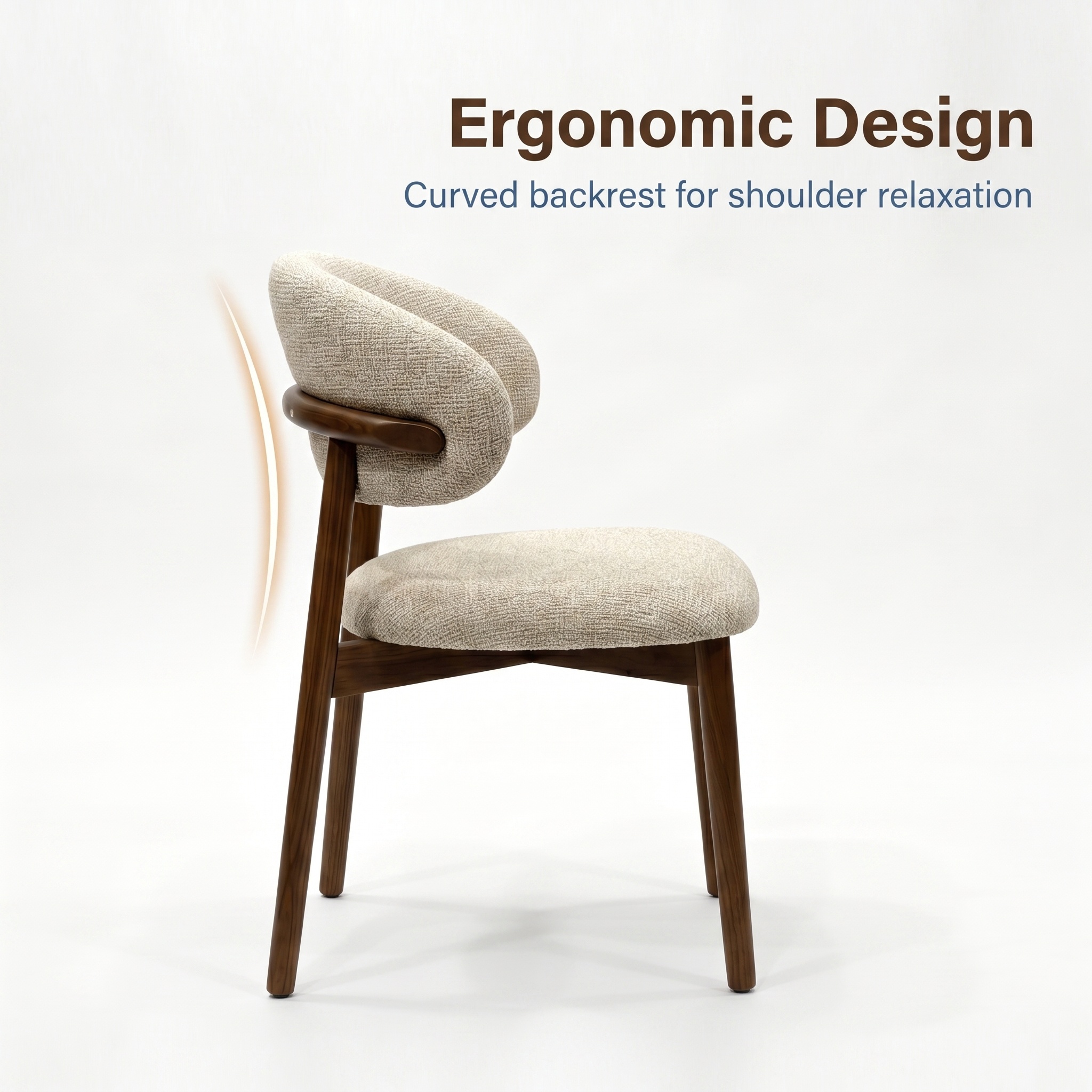 Modern Nordic High-End Solid Wood Backrest Fabrics Upholstered Elegant Design Dining Chairs for Home Furniture