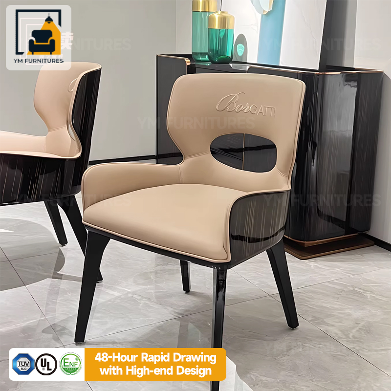 Dining Room Modern Furniture Round Wooden Lacquer Dining Table Set with Rotating Turntable