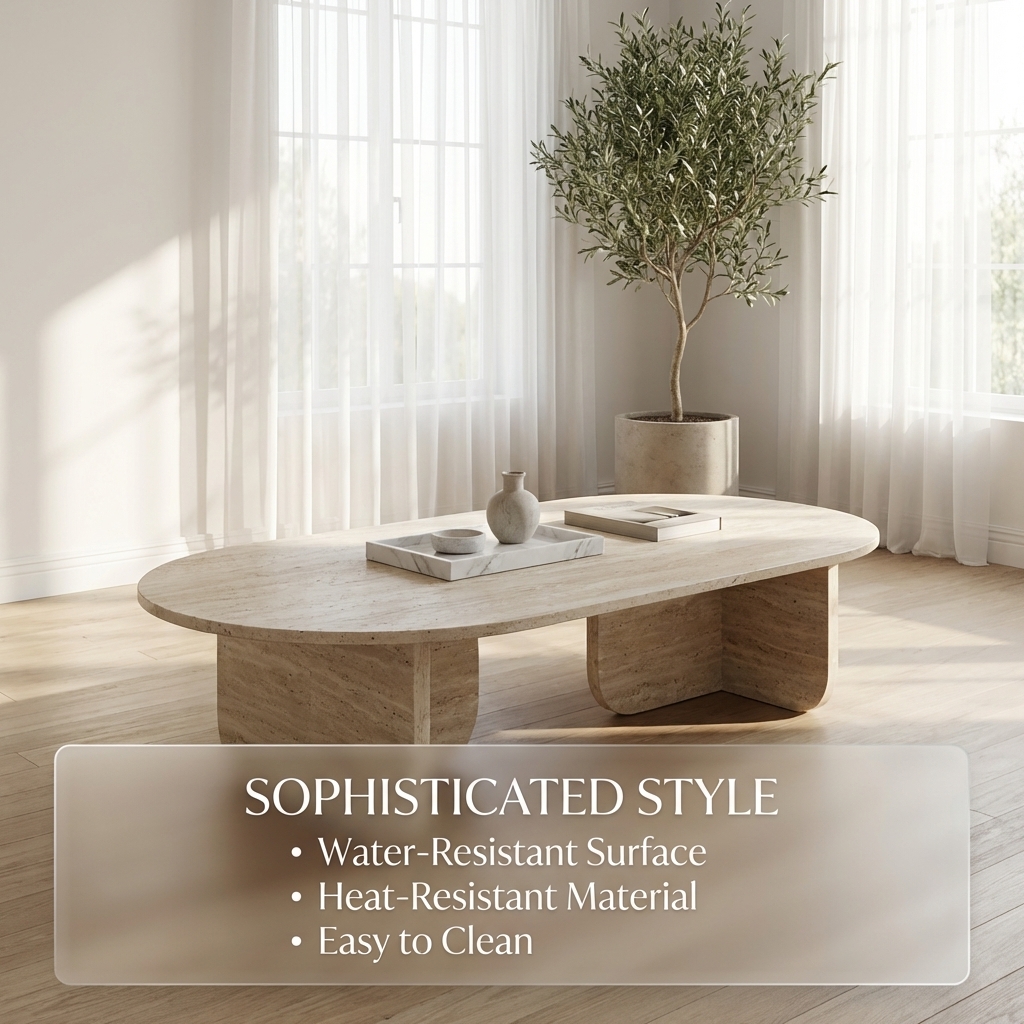 Wabi Sabi Wind Cave Stone Tea Table Modern Villa Living Room Travertine Coffee Table Small House Household Internet Celebrity