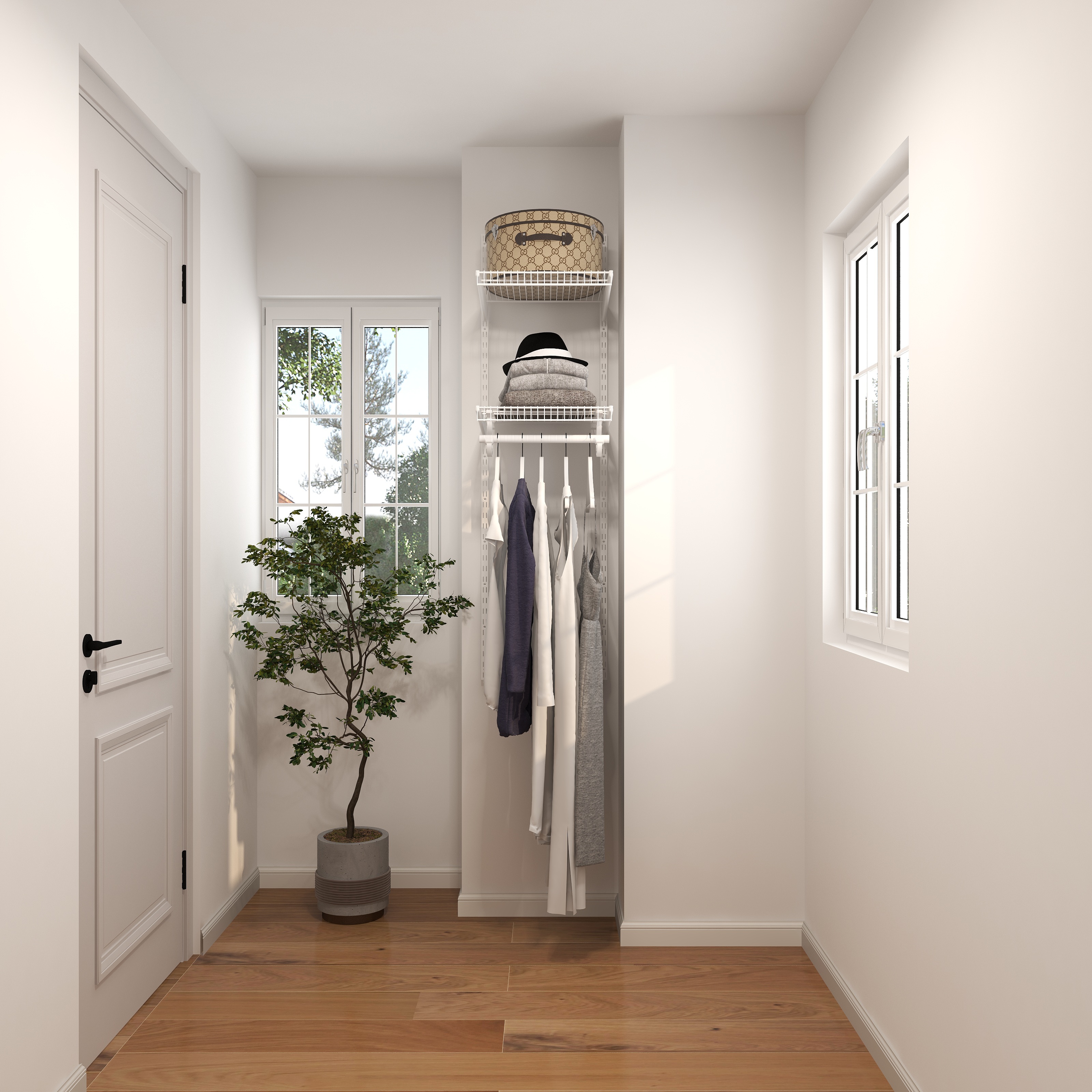 Modern Steel Wire MDF Door Sliding Doors Wardrobe Shelving Extendable Adjustable Portable Lockable Bedroom Storage System DIY
