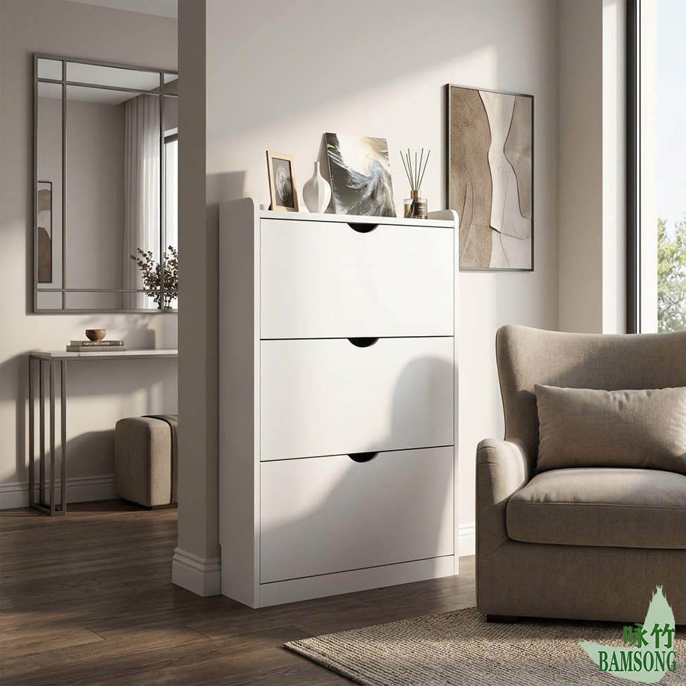 White Adjustable Shoe Cabinet Home Living Room Ultra-Thin Flip-down Design Modern Simple Wooden Wall-Mounted Shoe Storage Rack