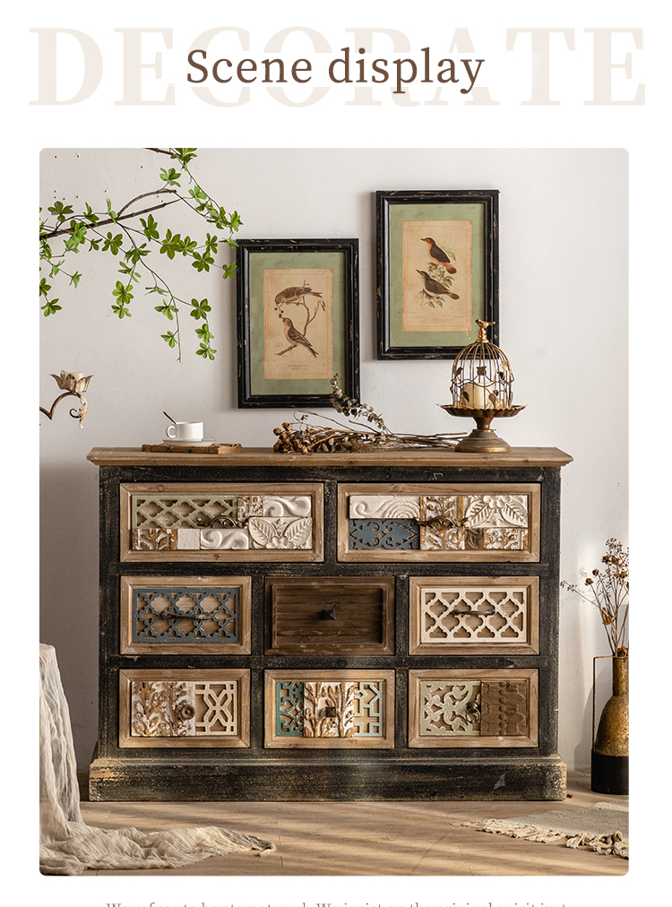 Luxury European Vintage Living Room Cabinets Carved Drawers Adornment Ark Wood Chest Buffet Sideboards Display Cabinets