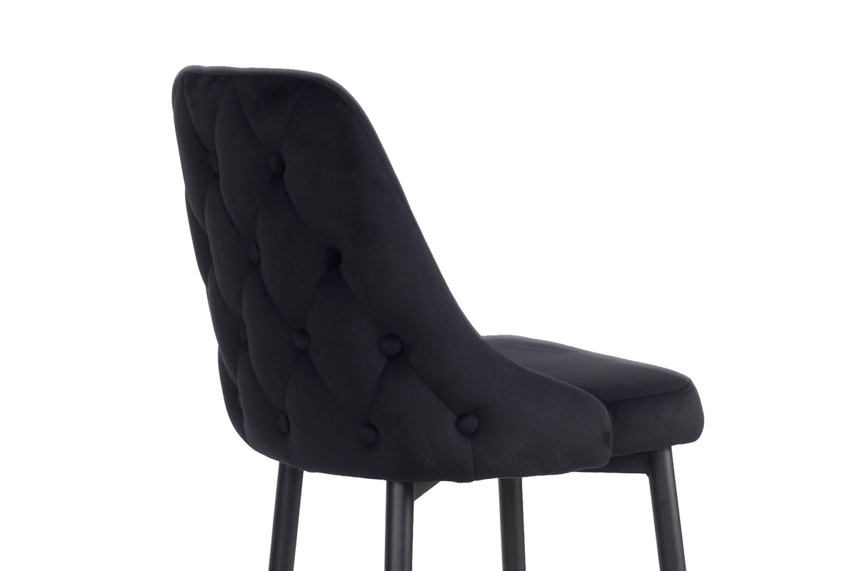 Modern Black Velvet Fabric Kitchen bar Stool with Footrest