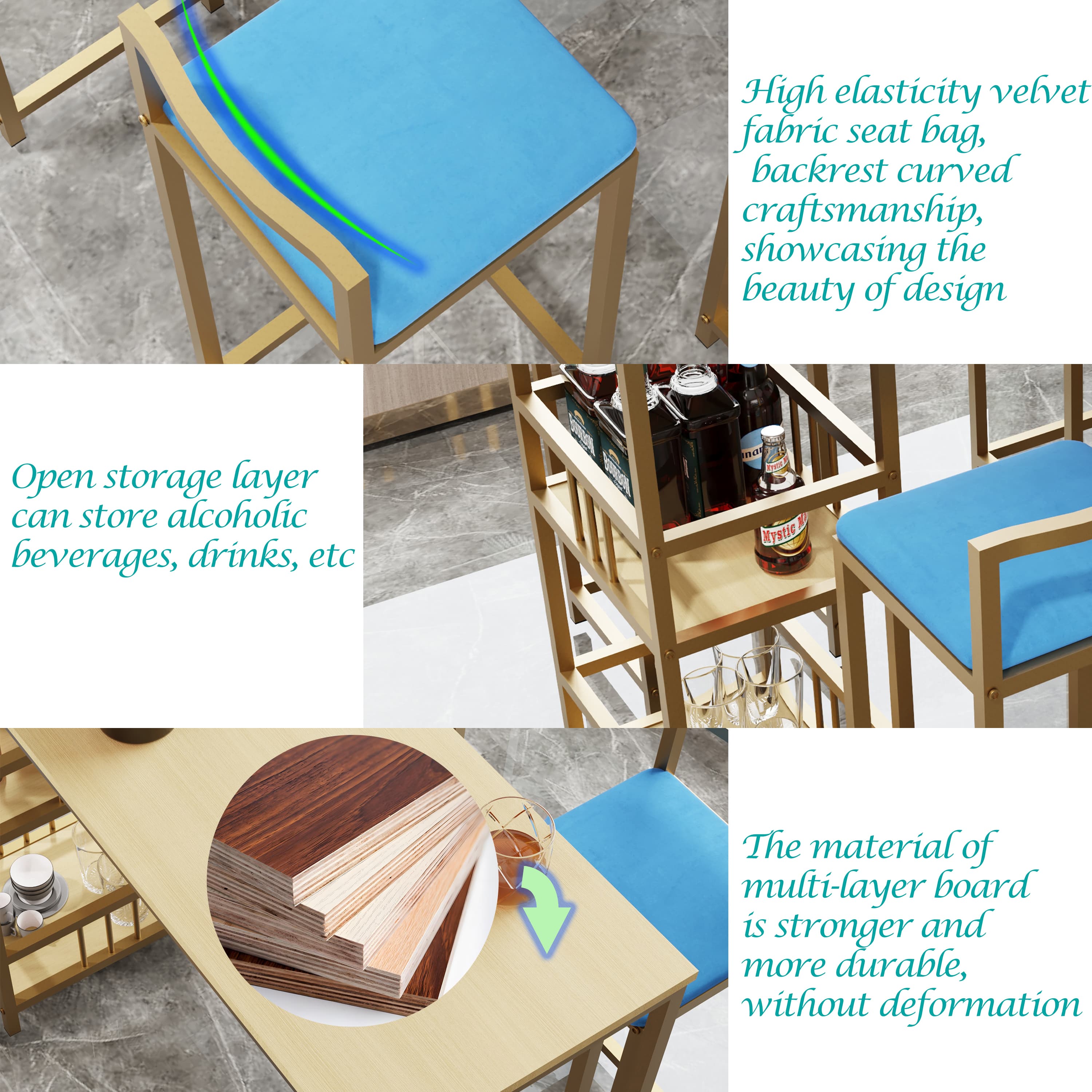 One in Stock Piece Drop Shipping Modern Wooden Long High bar Tables and Chairs Set Coffee Barrel for Home Kitchen