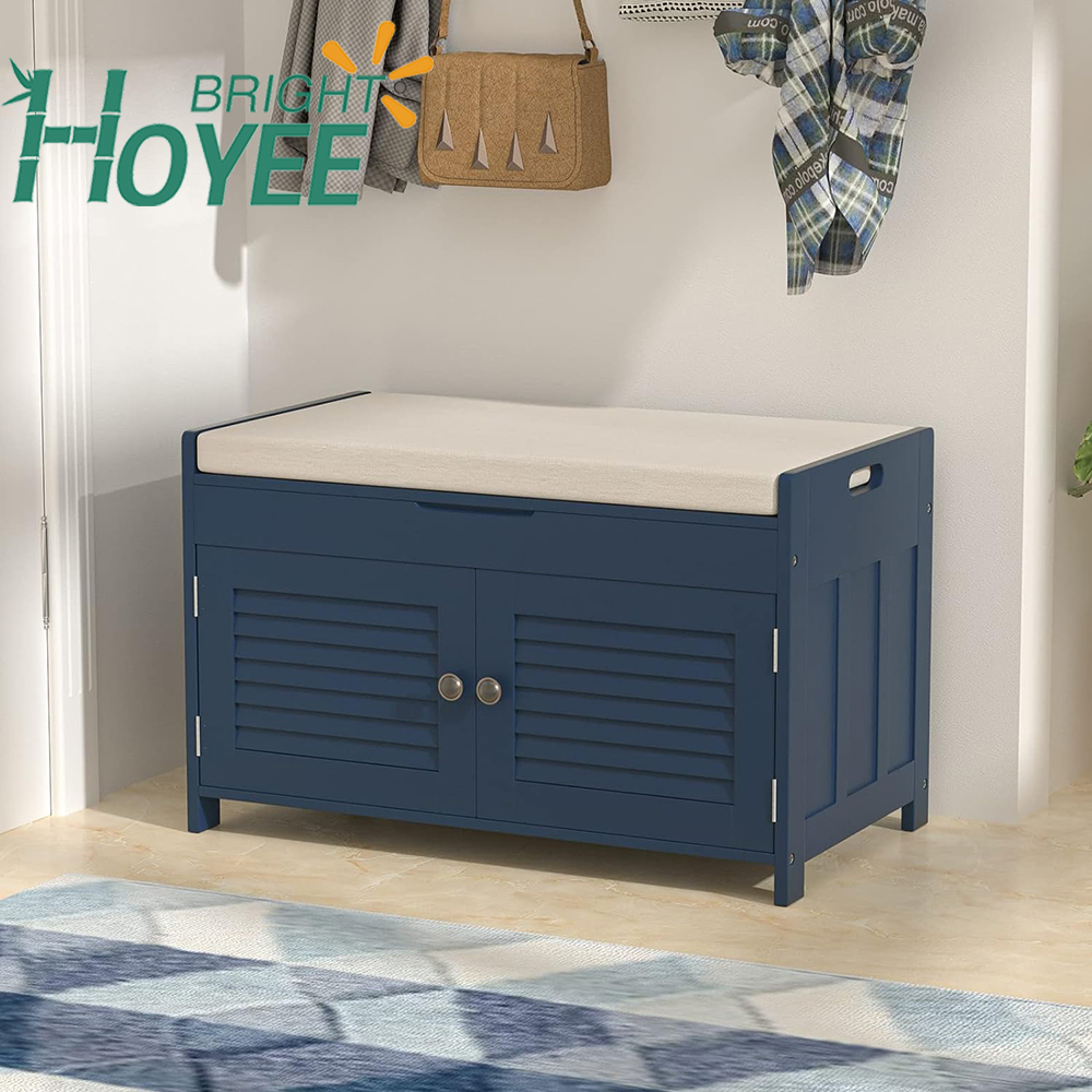 New Style Entryway Bench with Door Cabinet, Adjustable Shelve