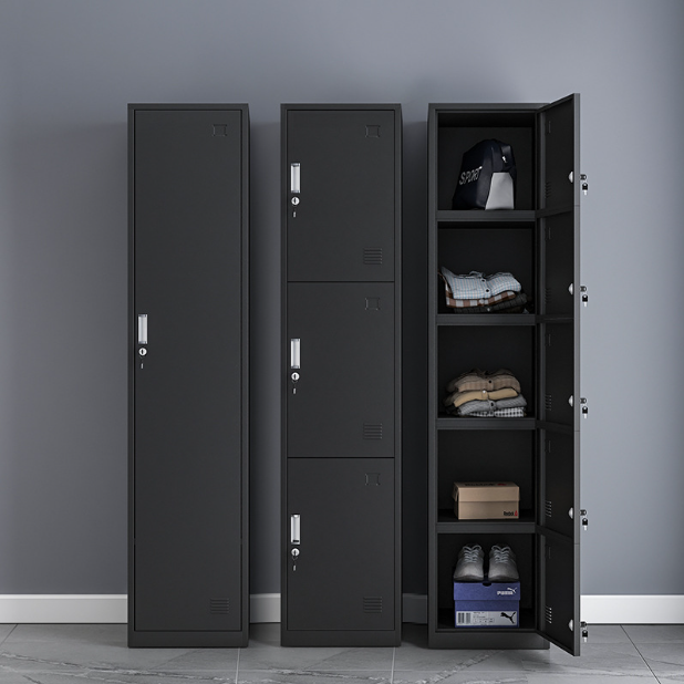 Single Door Steel Locker Metal Cabinet with Adjustable Shelves and Hanging Rod Lockable &amp; Portable for Bedroom Storage