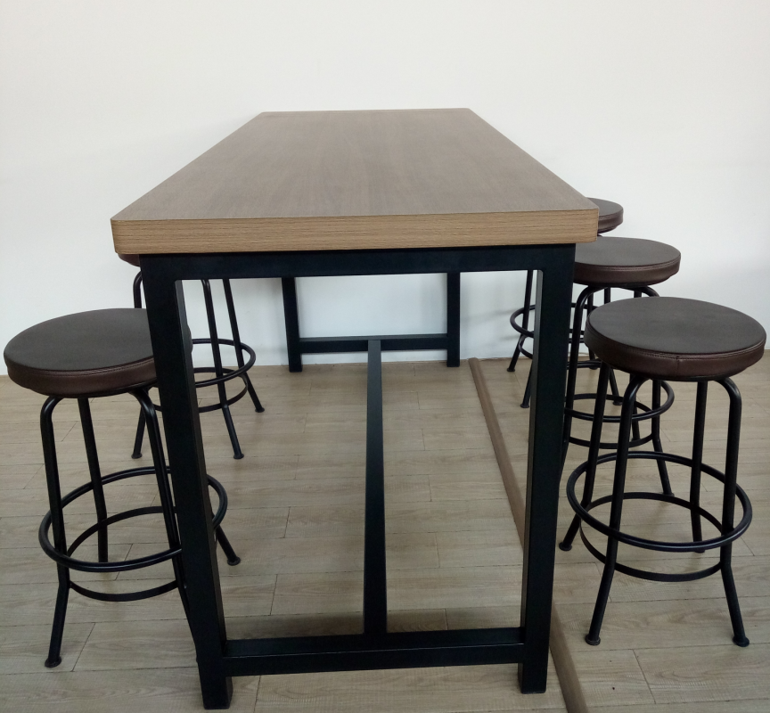 Long High Top Steel Bar Table Stool-Modern Design Eco-Friendly &amp; Durable Commercial Use Kitchen Set