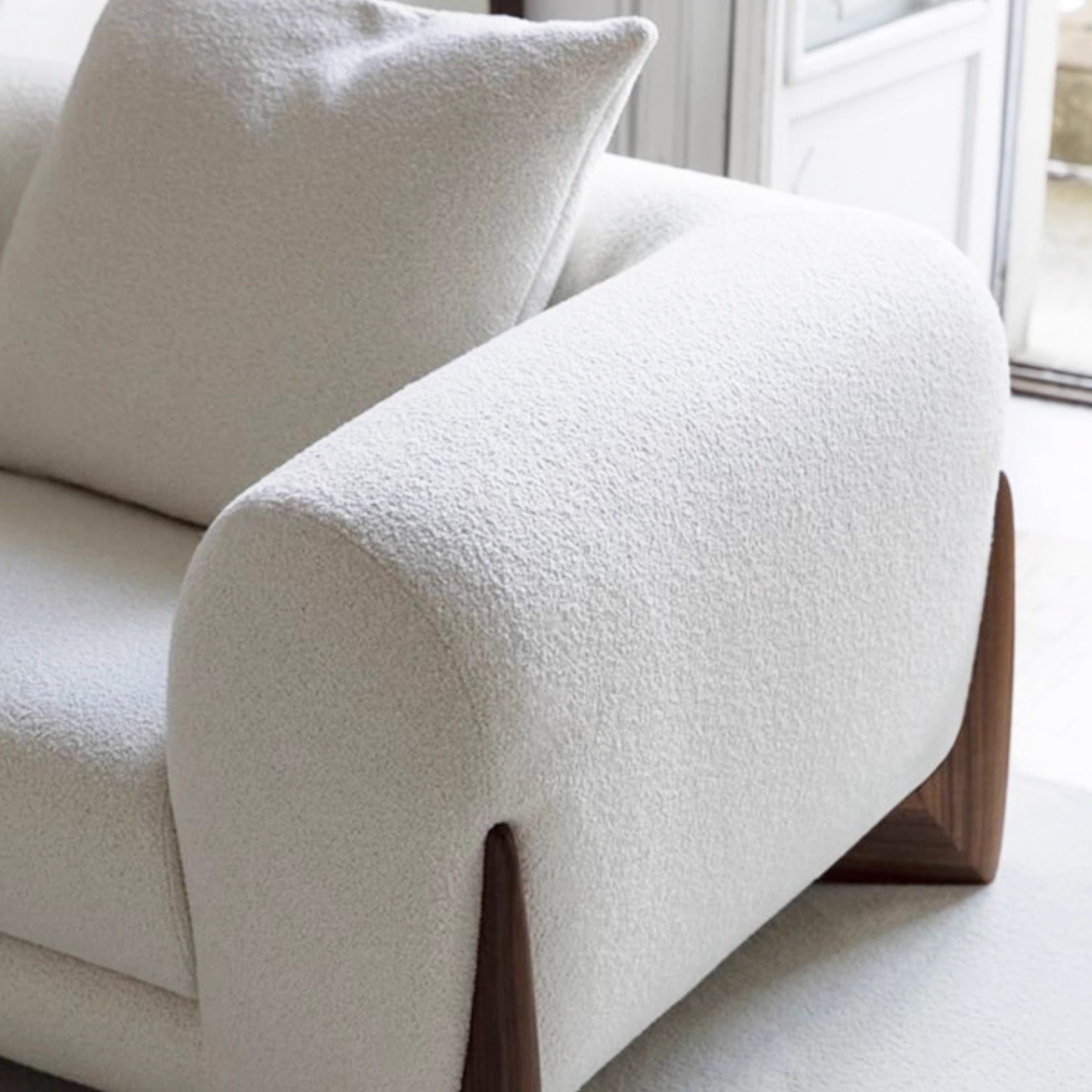 Zayshine Nordic Modern Luxury Cream White Sherpa Living Room Sofa Set Velvet Modular 3-seater Apartment Villa Hotel Leisure Sofa