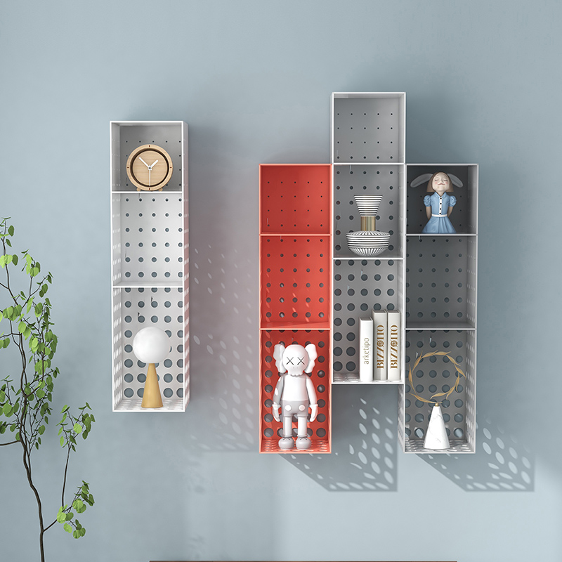 KINNO Elegant Iron Storage Shelf Simple Multi-Layer Wall Display Bedroom Bookshelf Furniture Decor