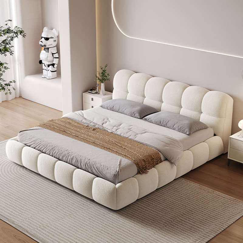 Boucle Cloud Bed Marshmallow Puff Bed Frame King Queen Size Modern Bedroom