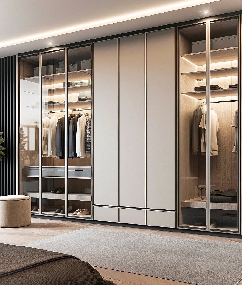 Luxury Modern Space-Saving Eco-Friendly Durable Adjustable Shelves Built-In Wardrobe for Home Bedroom Living Room Furniture