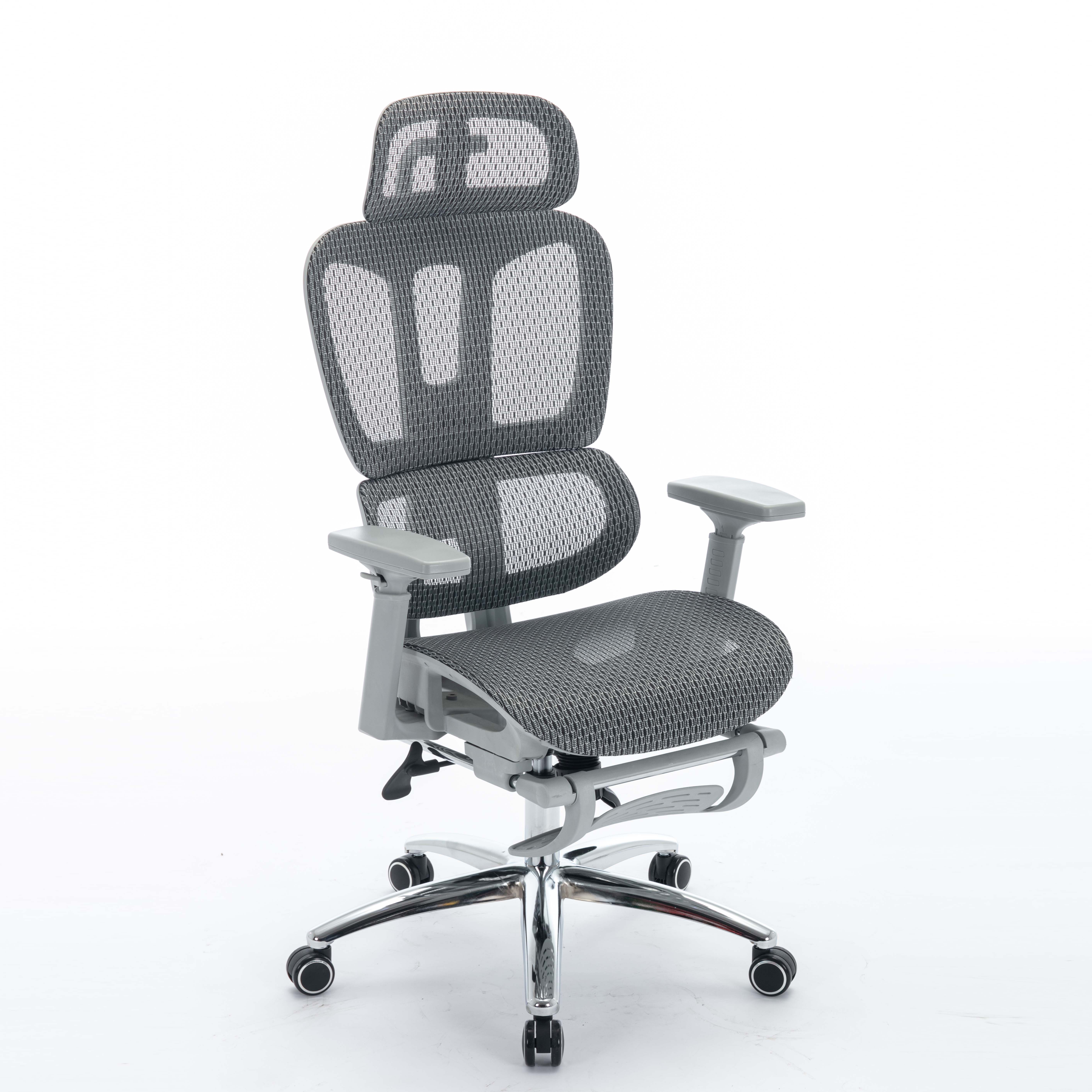 Wholesale High Back Swivel Breathable Grey Mesh Waiting Room Desk Chairs Adjustable Ergonomic Office Chair With Footrest