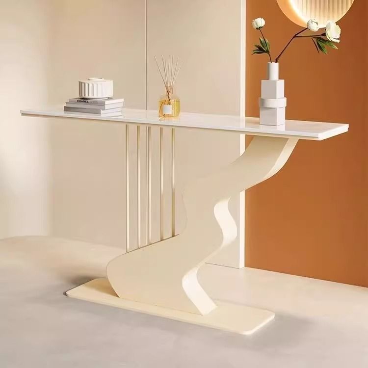 Cream Style Light Luxury Italian Design Multifunctional Granite Top Living Room Hallway Console Table Hotel Villa Entrance