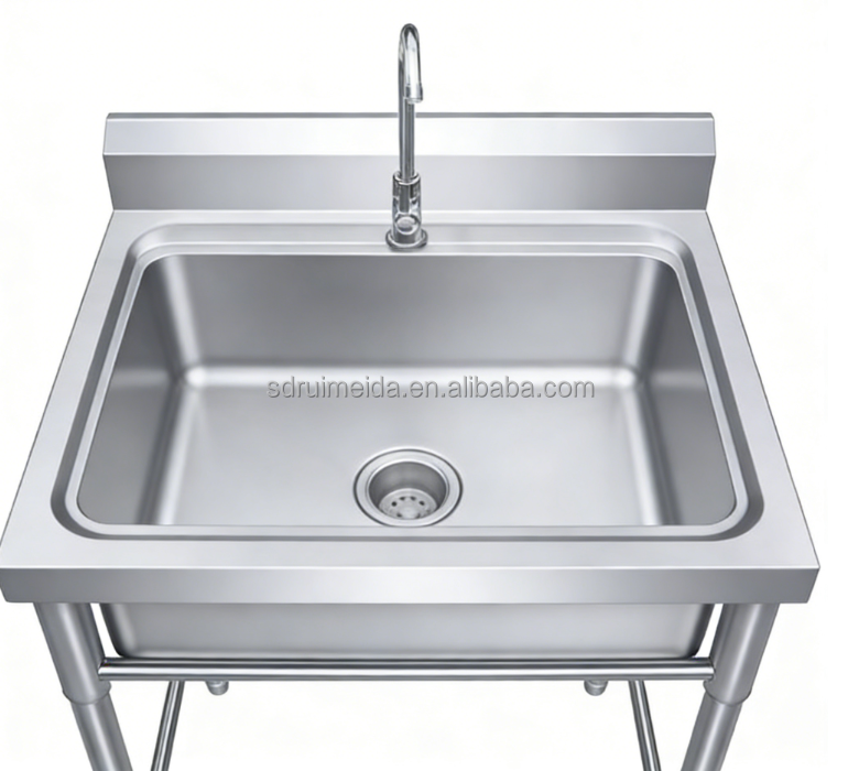Home Commercial Outdoor Restaurant Island Platform Thickened Stainless Steel Independent Single Sink With Drain Operation Table