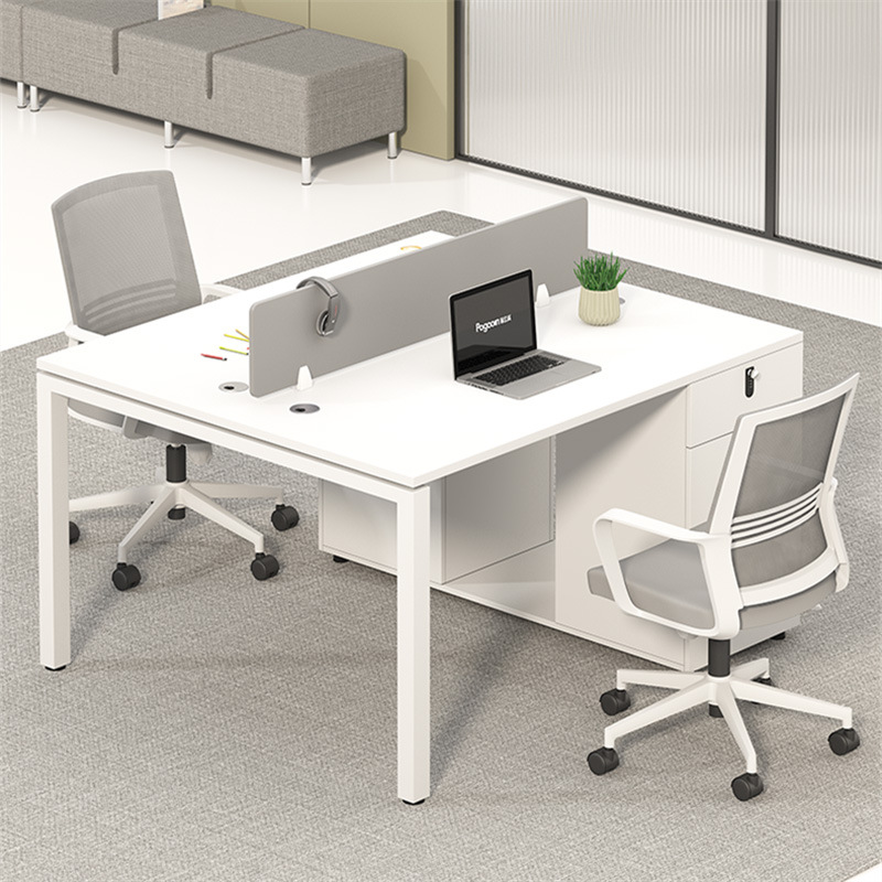 Simple Modern Home Office Furniture 4-Person Staff Desk and Chair Set with Modular Bamboo Screen Partition