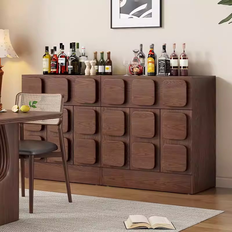 Vintage Solid Wood Eco-Friendly Durable Space-Saving Large Capacity Entryway Storage Cabinet Modern Wooden Living Room