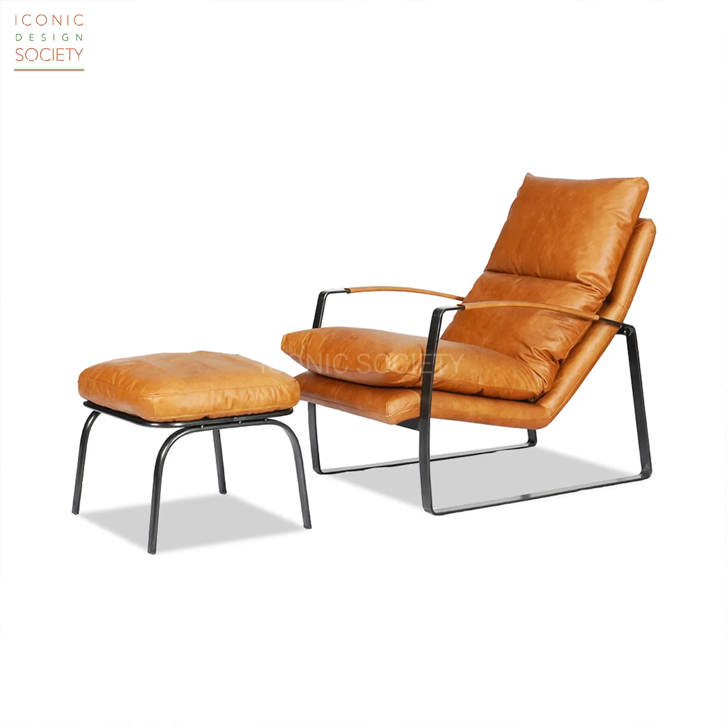 Modern Industrial Home Living Room Living Room Club Leisure Hotel Furniture Metal Steel Genuine Leather Lounge Accent Arm Chair